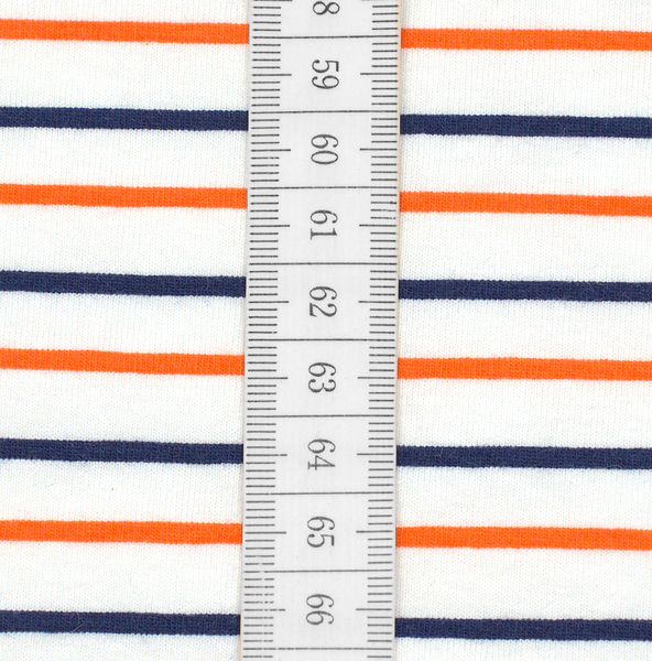 Baumwoll Stretch Jersey Streifen-Duo Blau-Orange