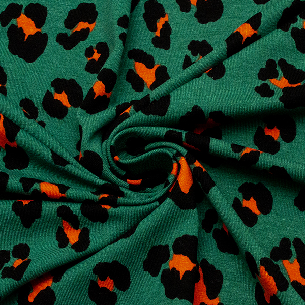 Viskose Stretch Jersey Leopardenmuster Grün