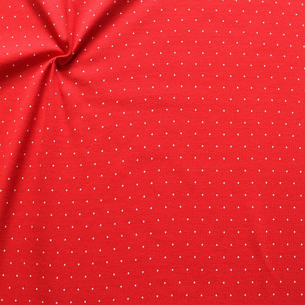 3,80 Meter - Baumwoll Stretch Jersey "Mini Dots" Farbe Rot