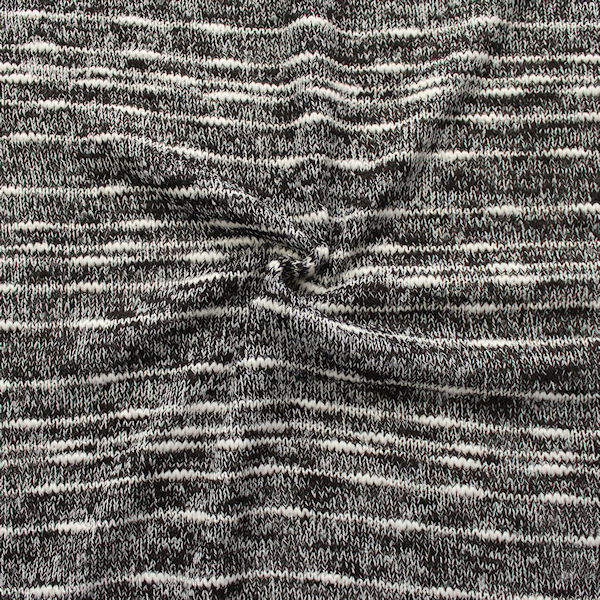 4,70 Meter - Feinstrick Jersey "Finestripe Melange" Farbe Schwarz-Weiss
