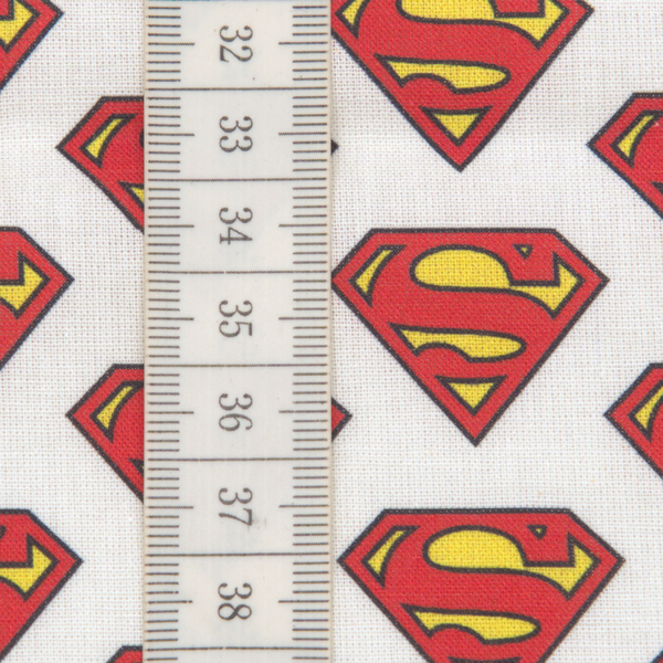 100% Lizenz Baumwollstoff Popeline Superman Logo Weiss