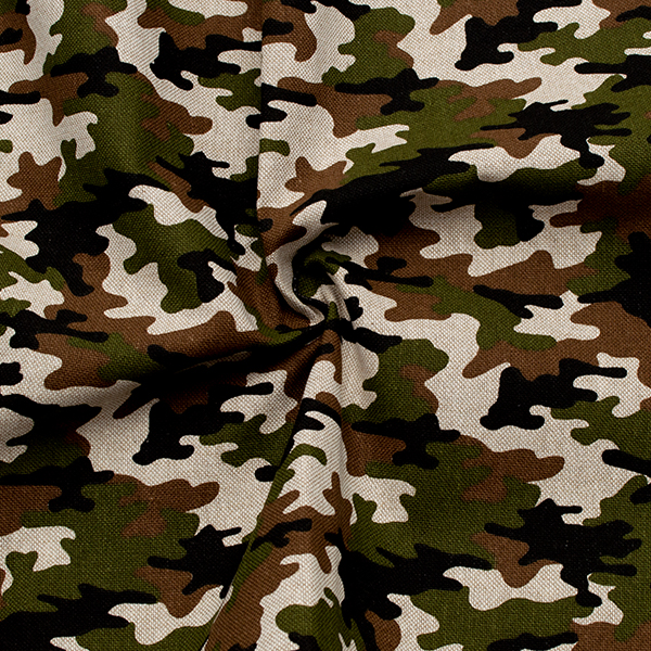 Dekostoff Leinen-Optik Camouflage 9 Khaki-Grün
