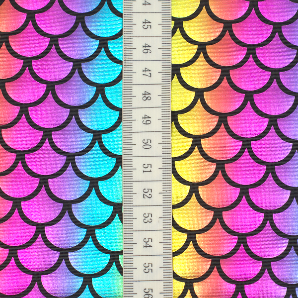 Stretch Folienjersey Schuppen Optik Multicolor