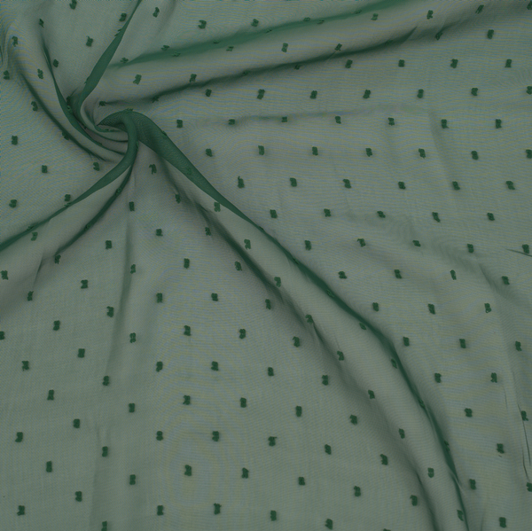 Polyester Chiffon beflockt Dobby Dunkel-Grün