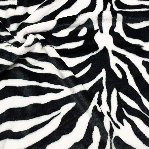 1,00 Meter - Wellness Fleece "Zebra" Farbe Weiss-Schwarz