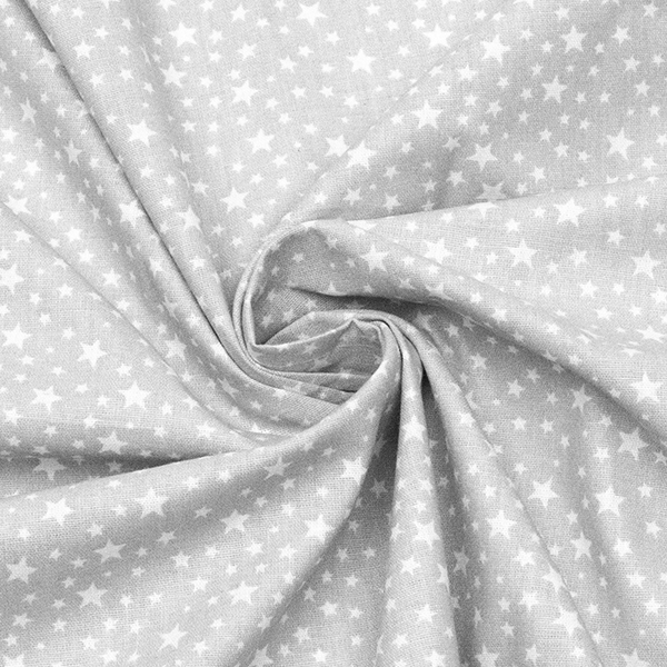 Baumwolle Popeline Sterne Mix klein Grau-Weiss
