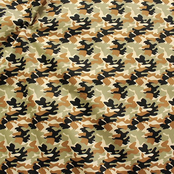 Baumwolle Popeline Camouflage Khaki