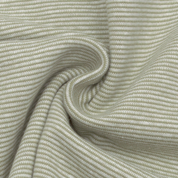 Baumwoll Bündchenstoff Ringel Mini glatt Khaki-Grün Weiss