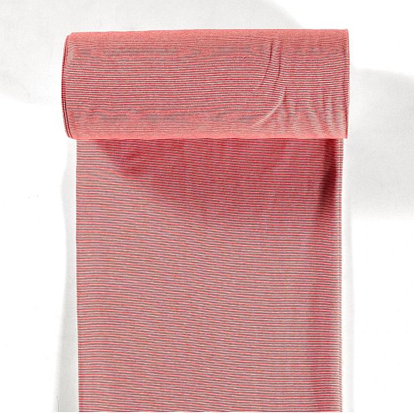 Baumwoll Bündchenstoff Ringel Mini glatt Rot-Weiss