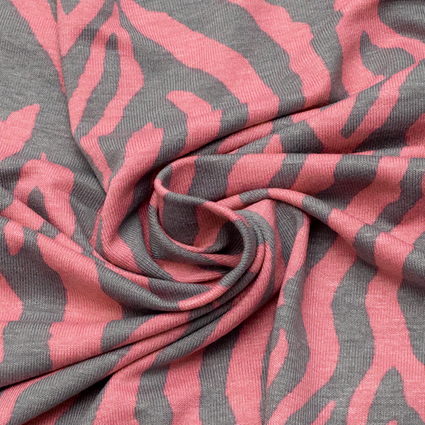 Viskose Stretch Jersey Modern Animal Print Rosa Grau