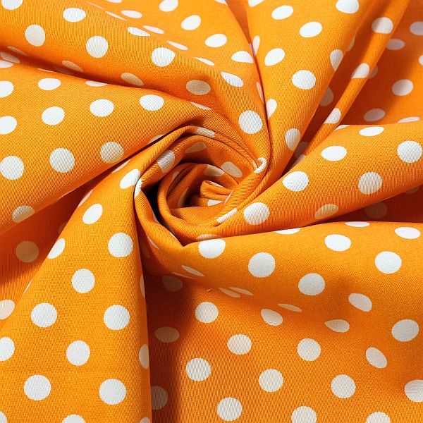 Stretch Baumwolle Köper Classic Dots Orange-Gelb