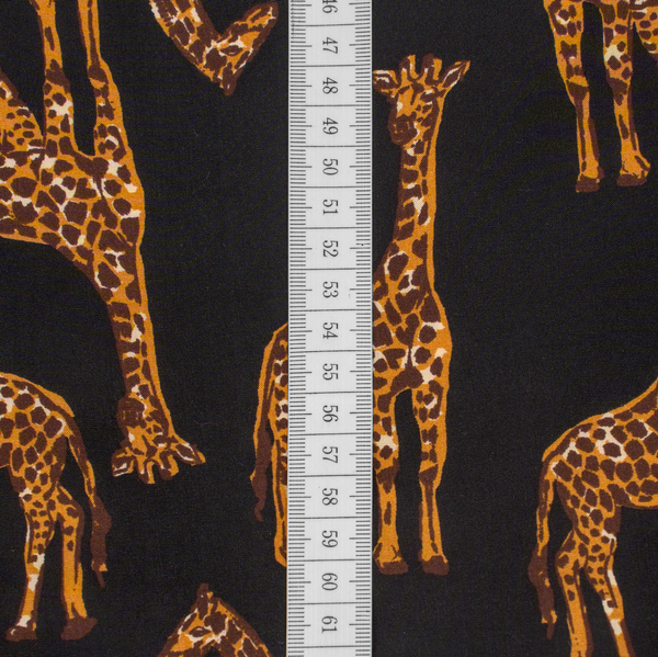 100% Viskose Javanaise Giraffen Schwarz