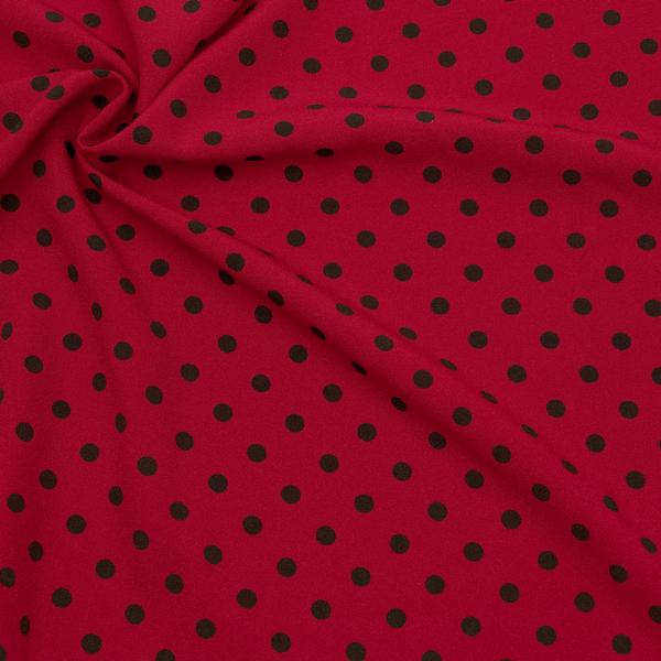 Polyester Crêpe Punkte Klein Rot