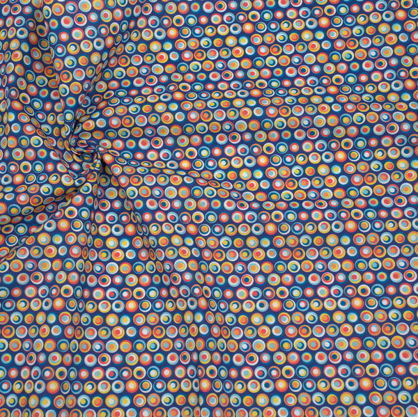 100% Baumwolle Popeline Retro Dots Blau