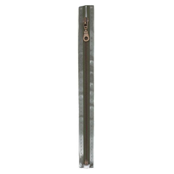Metall Reißverschluss M5 Typ 10 teilbar 65 cm Altmessing - Farbe 542 Braun-Oliv