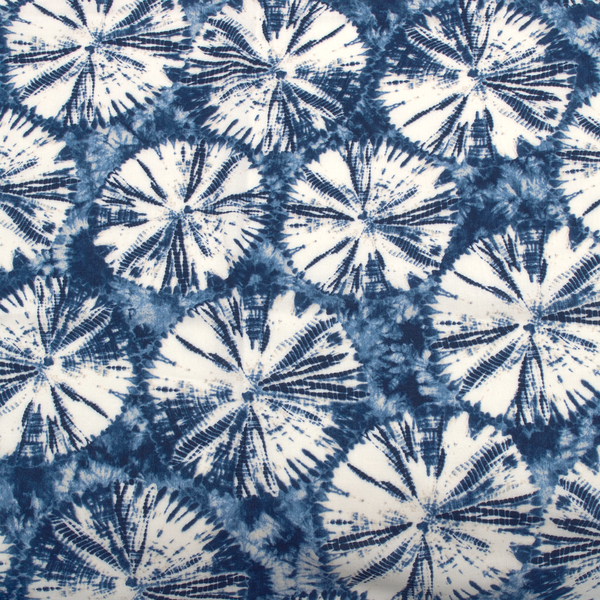 Viskose Modestoff Batik Kreise Blau