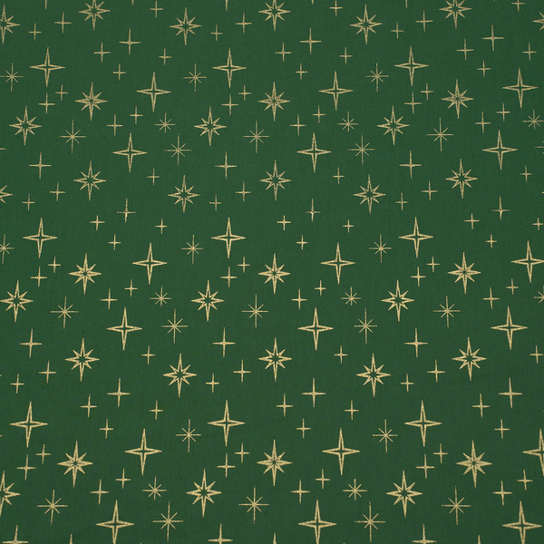 100% Baumwolle Popeline Golden Stars Grün