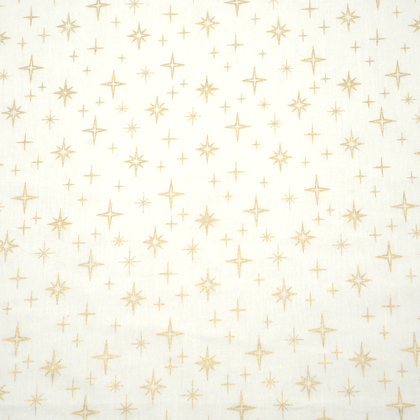 100% Baumwolle Popeline Golden Stars Creme-Weiss