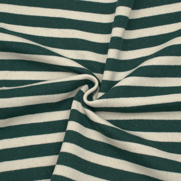 Sweatshirtstoff Streifen Grün-Ecru
