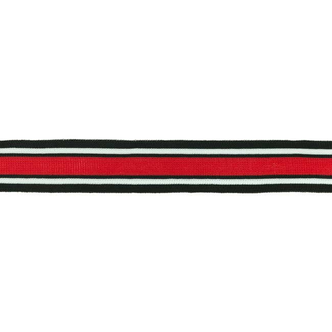 Elastikband Streifen 30mm Farbe Schwarz-Weiss-Rot