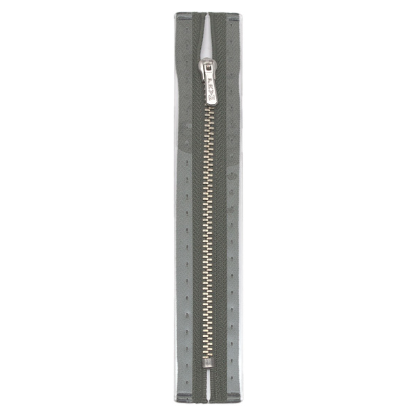 Metall Reißverschluss M1 Typ 5 20 cm silber farbig - Farbe 002 Dunkel-Grau