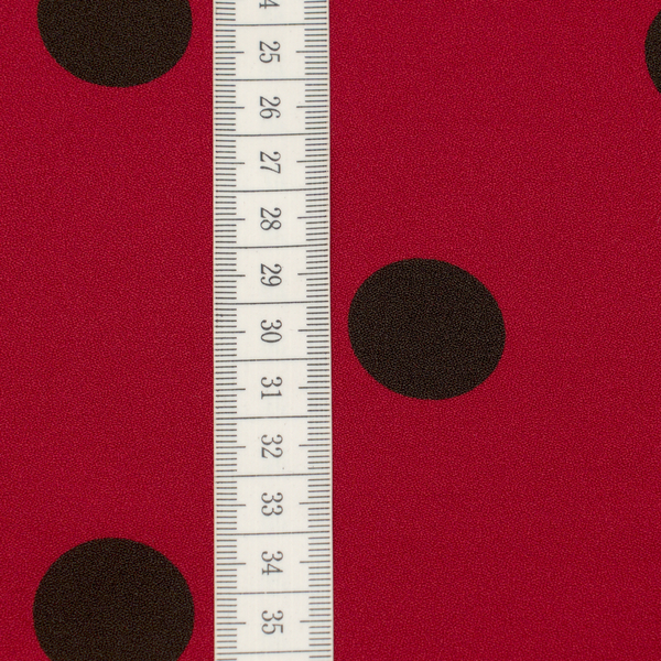 Polyester Crêpe Punkte Groß Rot