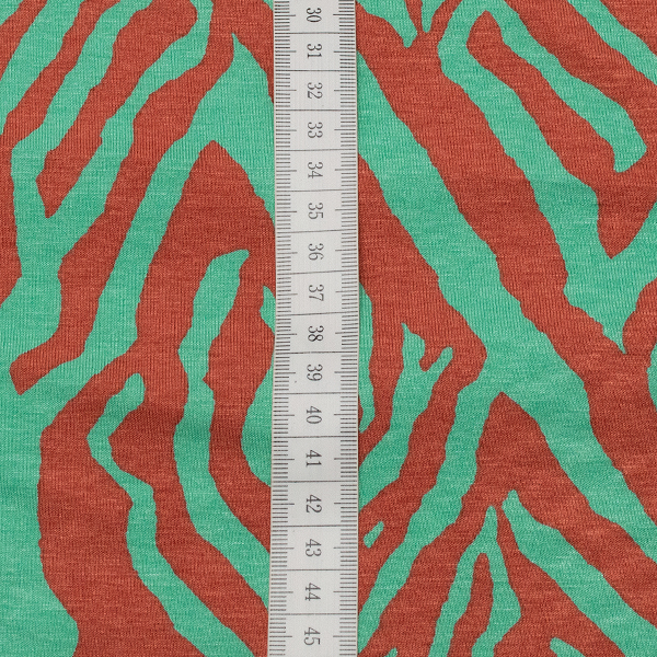 Viskose Stretch Jersey Modern Animal Print Mint Türkis Terrakotta