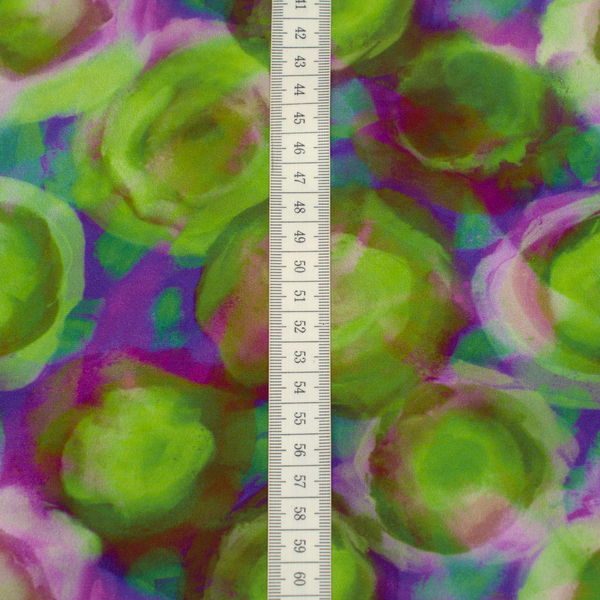 100% Viskose Modestoff Blüten abstrakt Grün-Multicolor