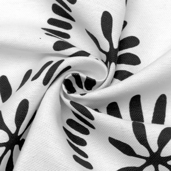 Dekostoff Blüten abstrakt Weiss-Schwarz