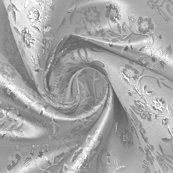 Lurex Jacquard Silberne Blumenranken Silber