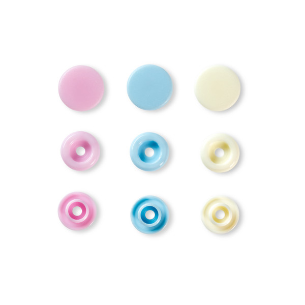 Prym Love 30 Stück Color Snaps Kunststoff Durchmesser 12,4mm rosa/hellblau/perle