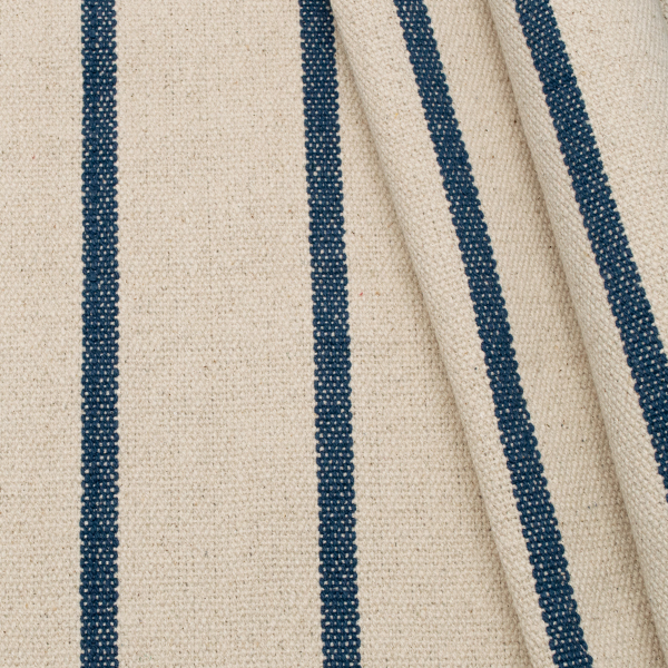 100% Baumwolle Panama schwere Qualität Streifen Natur-Blau
