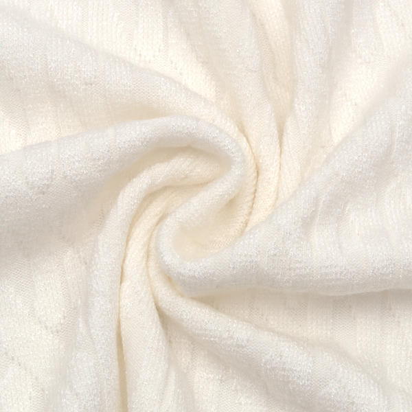 Jacquard Strick Stoff Zopfmuster Creme-Weiss