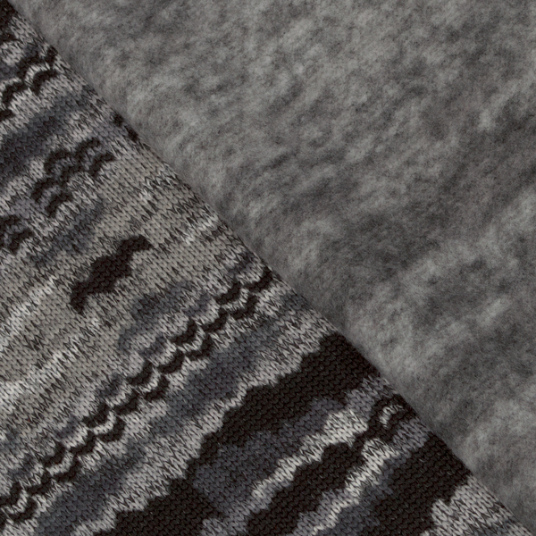 Strick Fleece Norweger Style Grau-Schwarz