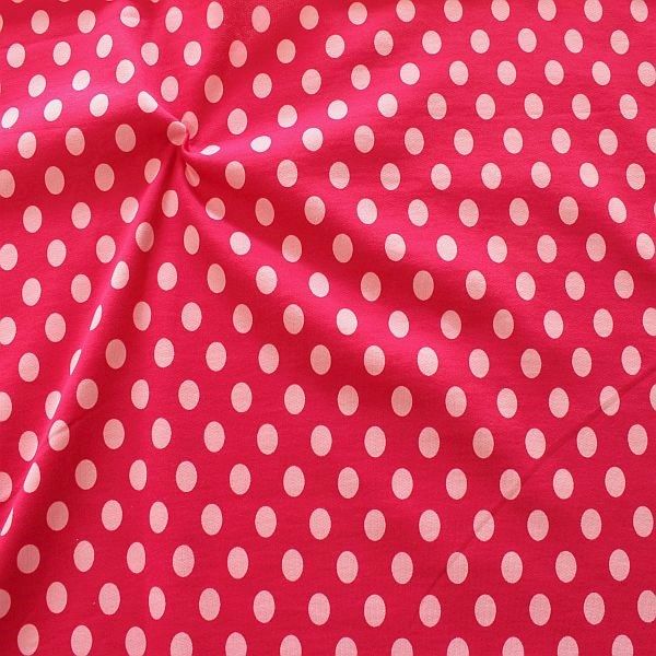 1,50 Meter - Sweatshirt Baumwollstoff "Punkte Groß" Farbe Pink-Rosa
