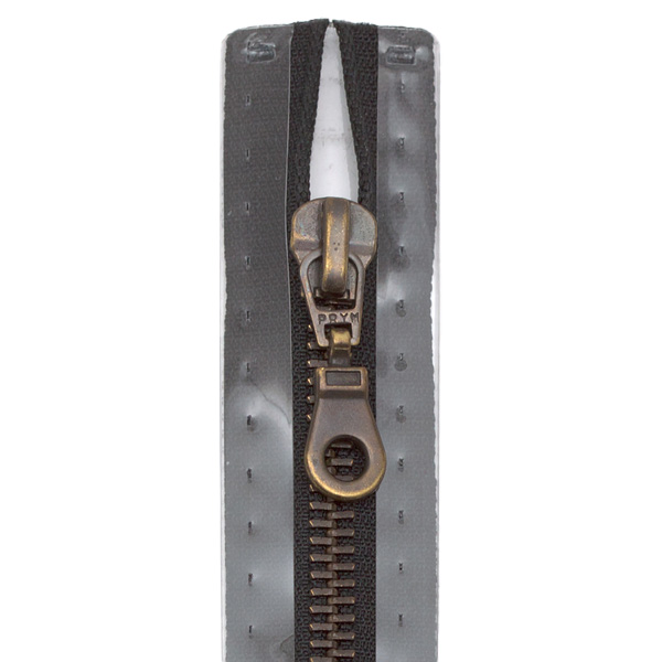 Metall Reißverschluss M5 Typ 10 teilbar 75 cm Altmessing - Farbe 000 Schwarz