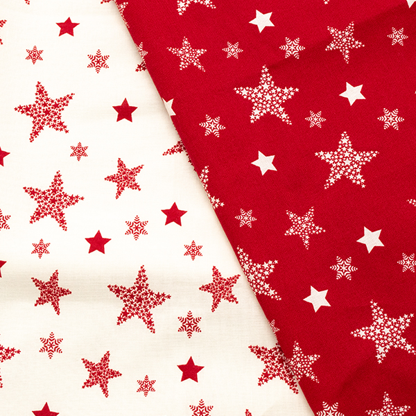 100% Baumwolle Popeline Christmas Stars Rot