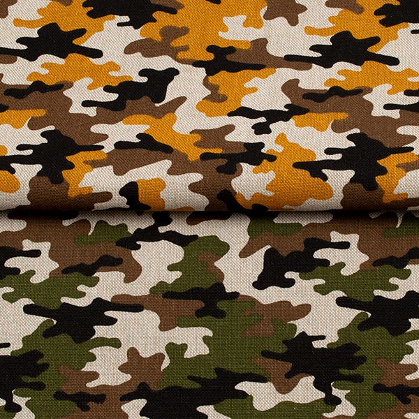 Dekostoff Leinen-Optik Camouflage 9 Khaki-Grün