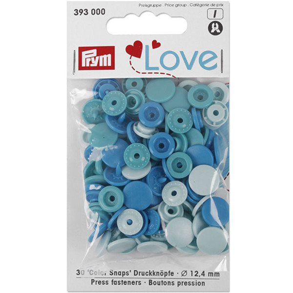 Prym Love 30 Stück Color, Color Snaps Kunststoff  Durchmesser 12,4mm blau