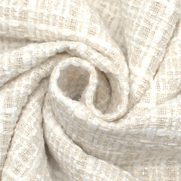 Jacquard Modestoff Lurex Tweed Creme-Weiss