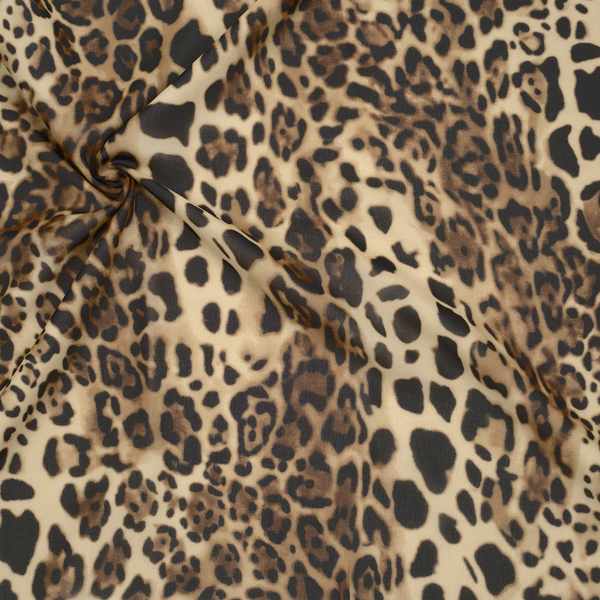 Polyester Chiffon Leopard Print Beige