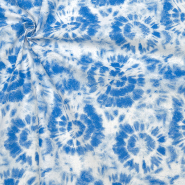 100% Baumwolle Popeline Batik Style 2 Weiss-Blau