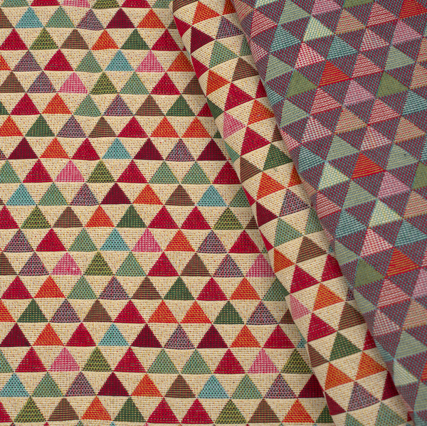 Gobelin Möbelstoff Dekostoff Bunte Dreiecke Multicolor