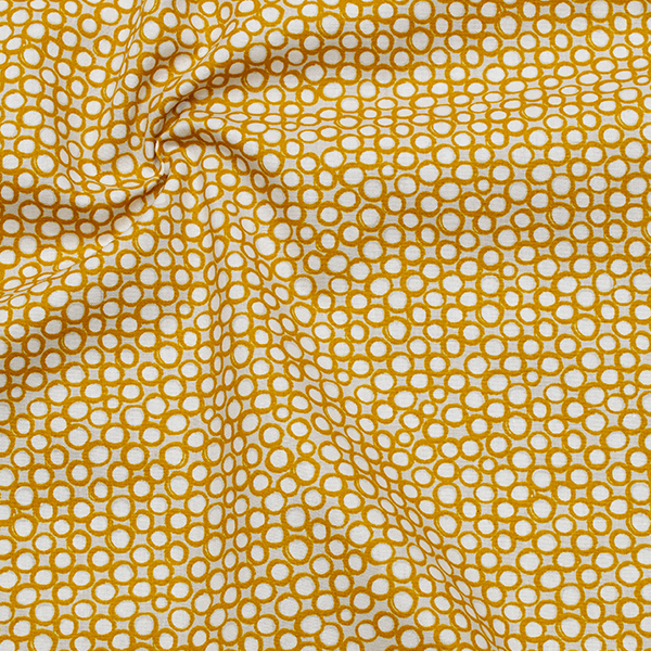 1,90 Meter - 100% Bio Organic Baumwolle Popeline "Circles" Farbe Grau-Ocker
