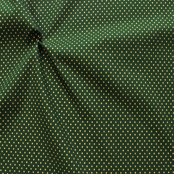 Baumwolle Popeline Gold Punkte klein Dunkel-Grün