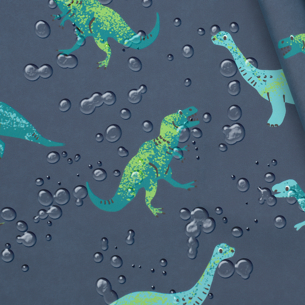 Regenjacken Outdoor Stoff Dinosaurier Mix Jeans-Blau
