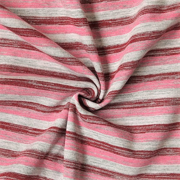 Sweatshirt Baumwollstoff Melange Streifen Rosa-Rot