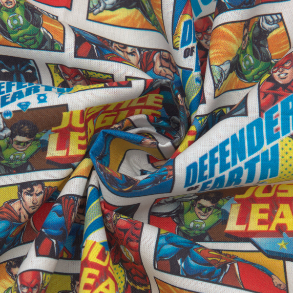 Lizenz 100% Baumwollstoff Popeline Superhelden Justice League Multicolor
