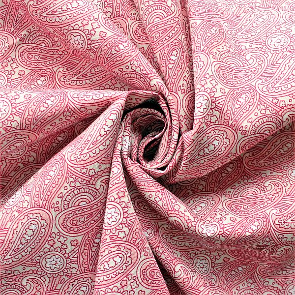 Baumwolle Popeline Paisley Floral Beige-Rosa