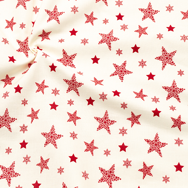 100% Baumwolle Popeline Christmas Stars Creme-Weiss